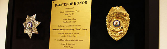 A memorial plaque dedicated to Detective Tony Hosey